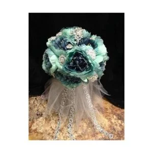 honbay 4 inch X 2 yards brillante de plata forma de flor