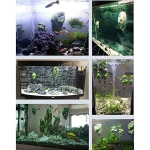 hewnda Acuario adornados with suspended Rock flotante_6