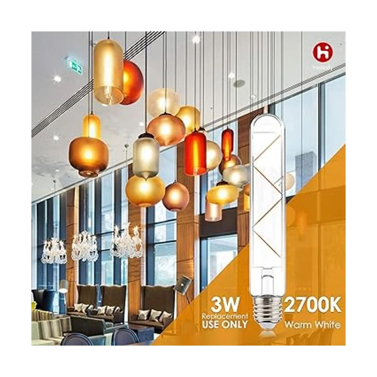 helloify T10 Bombilla tubular LED Edison regulable