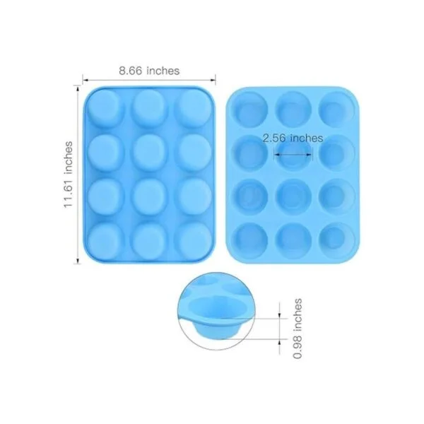 homEdge 12Cup Silicone Muffin Pan Pack of 2 NonStick_2