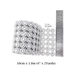 honbay 4 inch X 2 yards brillante de plata forma de flor