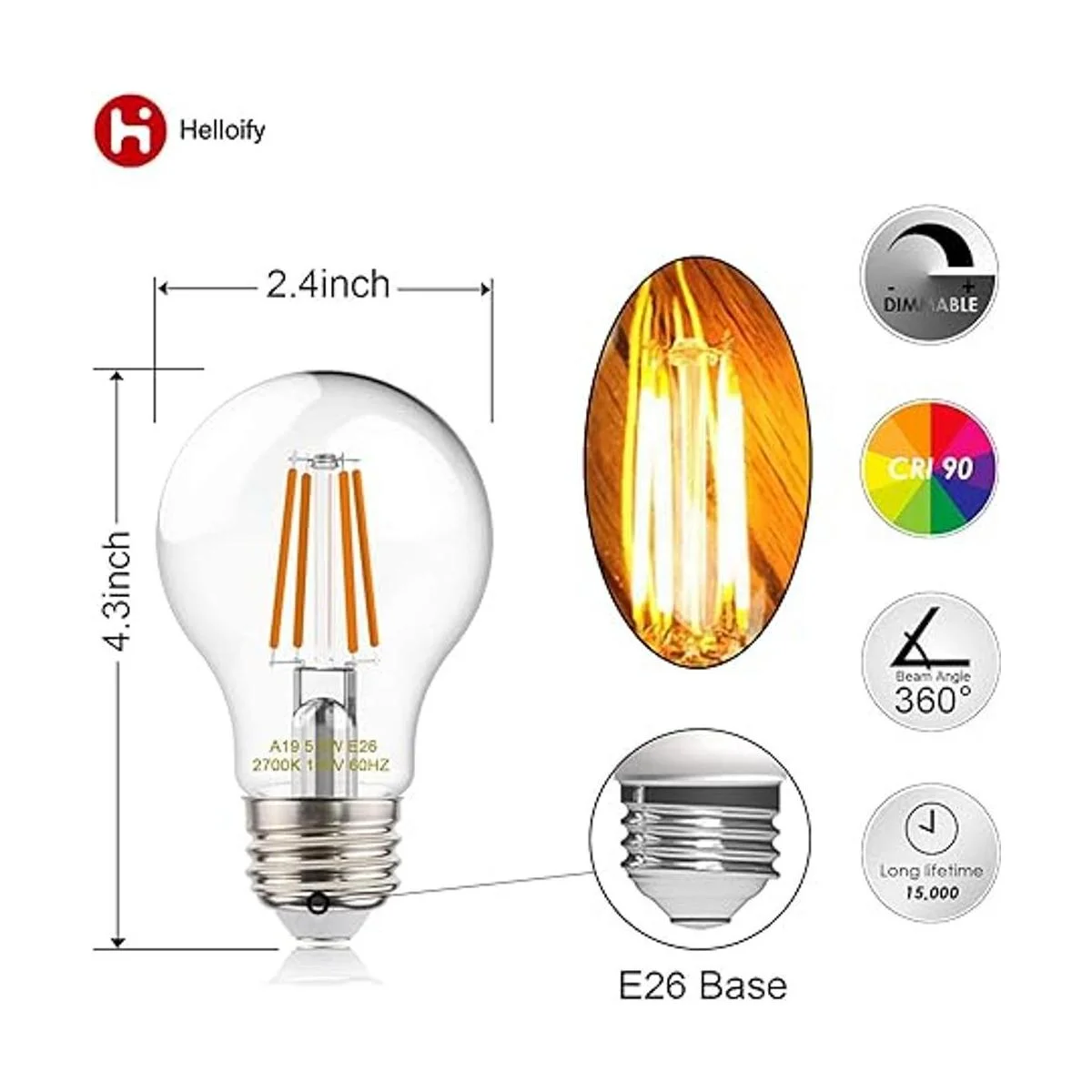 helloify Edison Bombillas de filamento LED A19_6