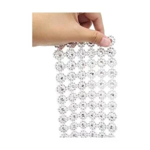 honbay 4 inch X 2 yards brillante de plata forma de flor