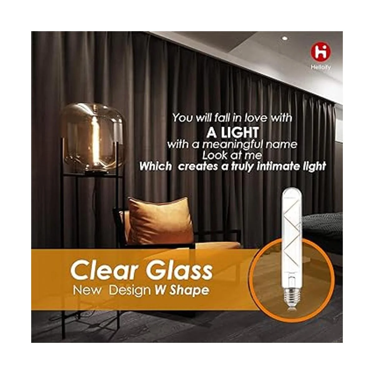 helloify T10 Bombilla tubular LED Edison regulable