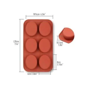 homEdge Molde de silicona ovalado de 6 cavidades 3