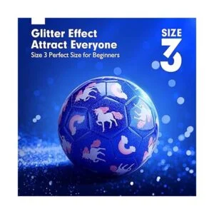 hahaland Soccer Ball Size 3 Soccer Ball Glitter Unicorn_2