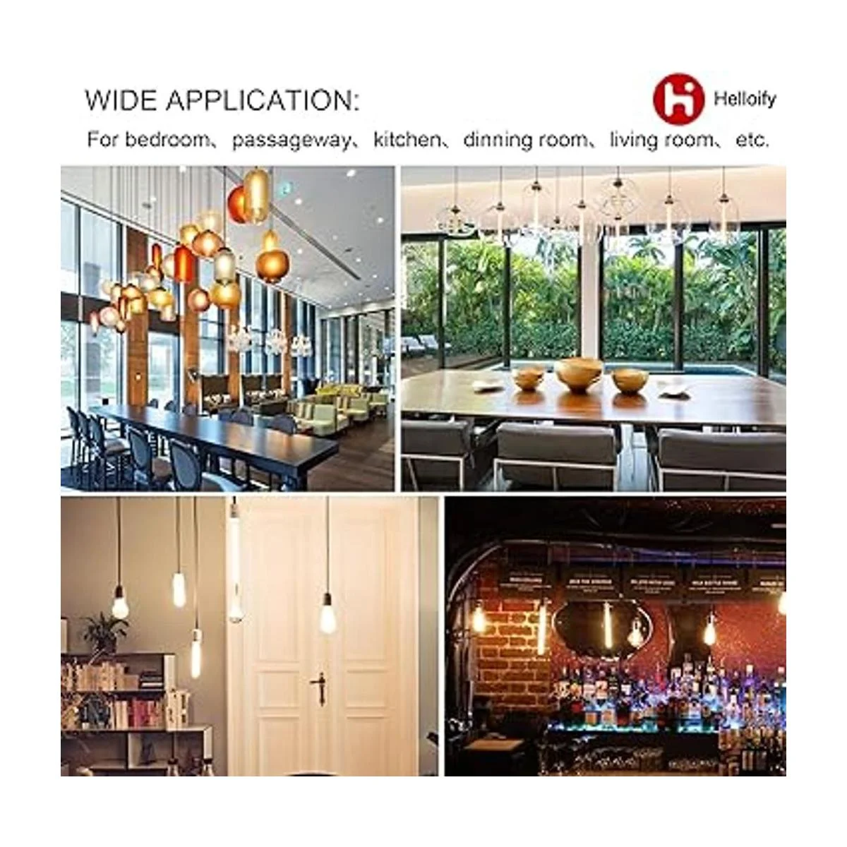 helloify T10 Bombilla tubular LED Edison regulable