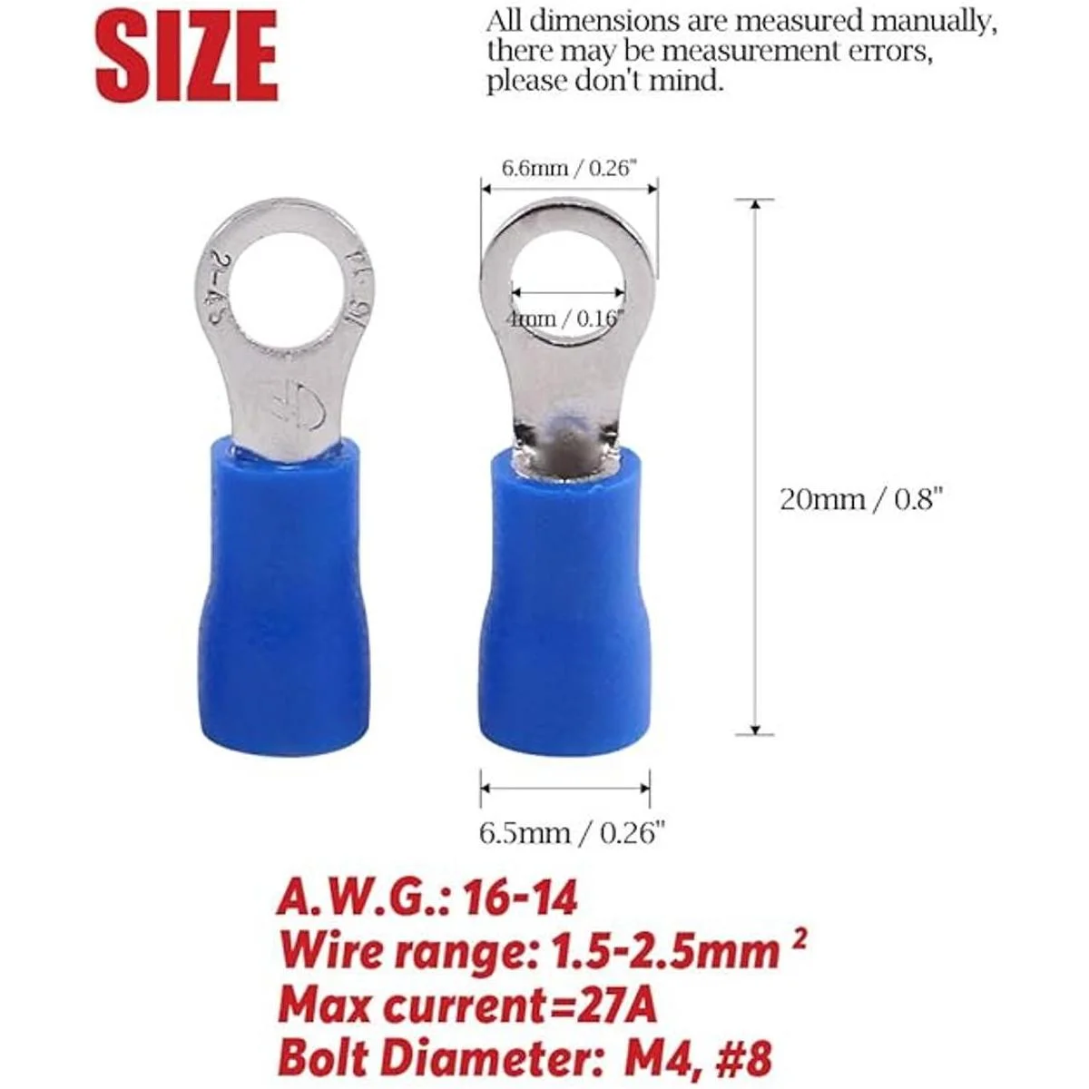 hilitchi 100 piezas 16 14 AWG terminales aislados anillo_2