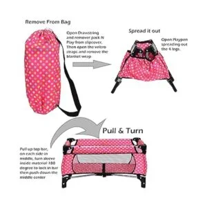 fash n kolor Doll Pack N Play Diseño de lunares para_4