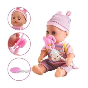 deAO Juego de muñecas de bebé de 12 pulgadas con cuna_4