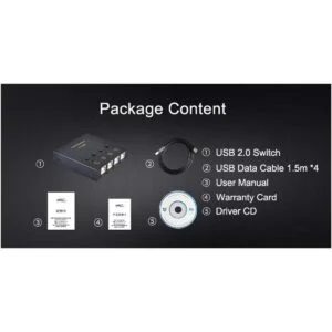 eKL Interruptor USB 4 computadoras 2 dispositivos USB_5