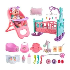 deAO Juego de muñecas de bebé de 12 pulgadas con cuna_1