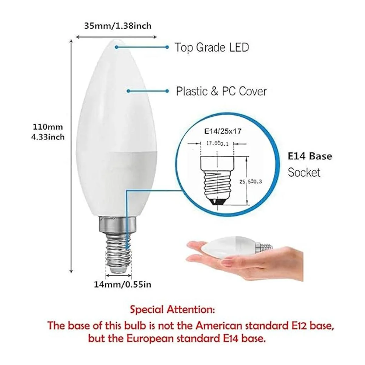 ctkcom 5 W LED Candelabra bombillas 4_2