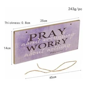 bouti1583 Pray About Everything Letrero de madera_3