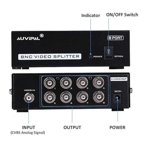 auvipal Caja de divisor de video BNC Coaxial de video_4