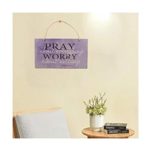 bouti1583 Pray About Everything Letrero de madera_5