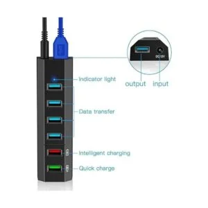 aiibe 6 puertos USB 3.0 Hub Cargador de teléfono_5