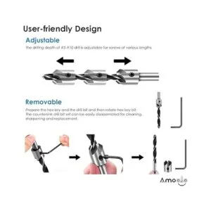 amoolo Juego de brocas avellanadas 7 piezas brocas para_6