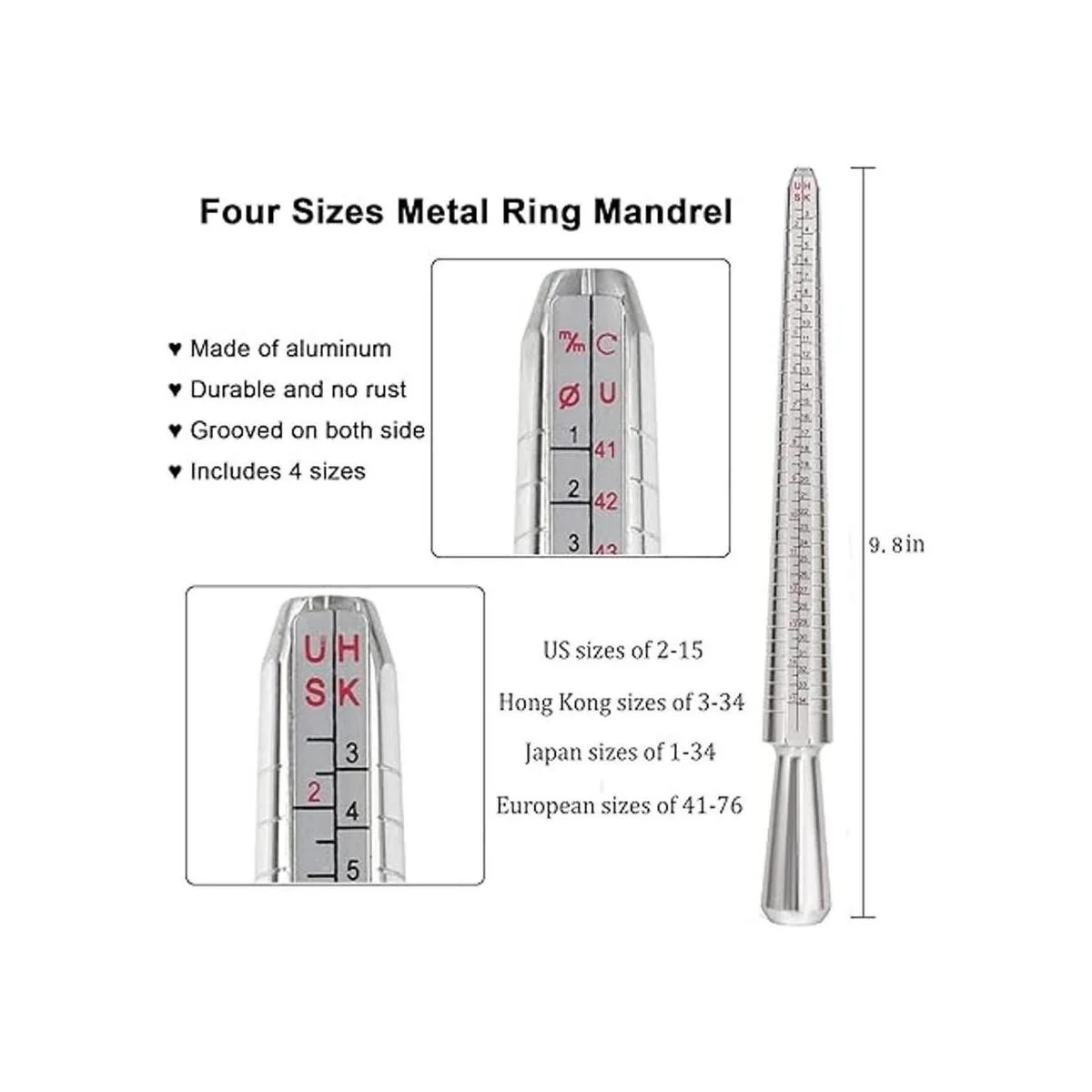 accmor medidor de aros. incluye juego de aros de metal en