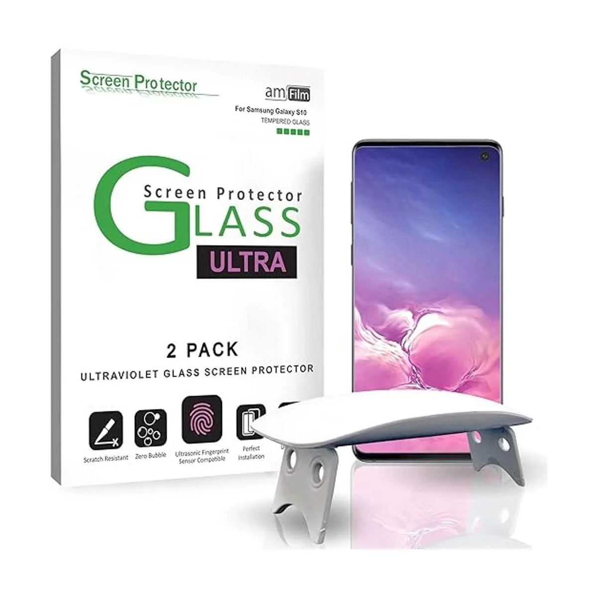 amFilm Protector de pantalla para Galaxy S10 2 unidades_1