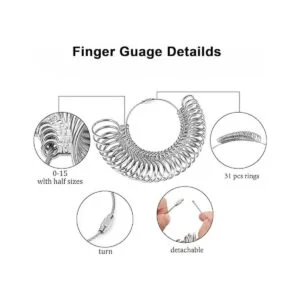 accmor medidor de aros. incluye juego de aros de metal en