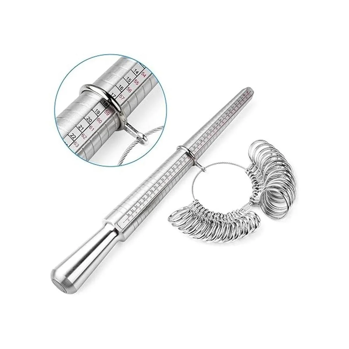 accmor medidor de aros. incluye juego de aros de metal en