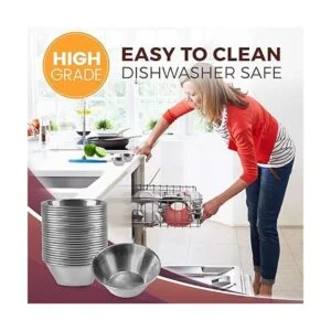 Paquete de 24 Tazas de salsa de acero inoxidable de 1.5
