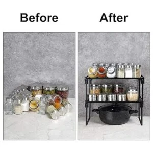 Paquete de 2 estantes apilables de almacenamiento de