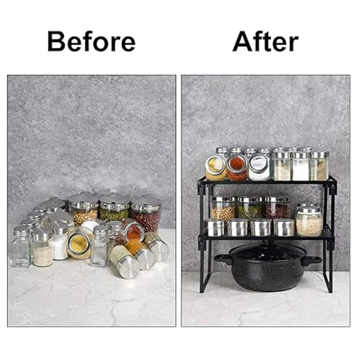 Paquete de 2 estantes apilables de almacenamiento de