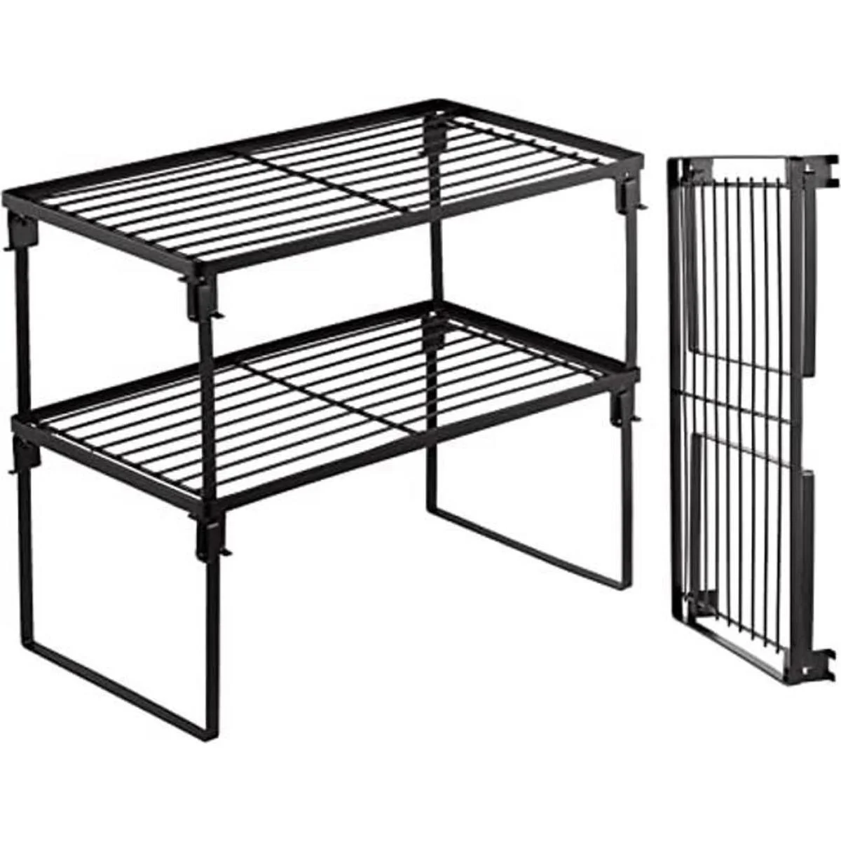 Paquete de 2 estantes apilables de almacenamiento de