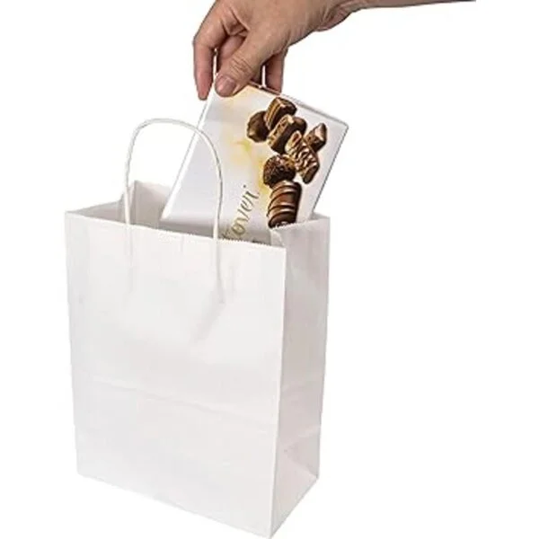 50 bolsas 8 x 4.5 x 10.5 bolsas de regalo de papel kraft