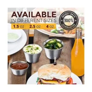 Paquete de 24 Tazas de salsa de acero inoxidable de 1.5