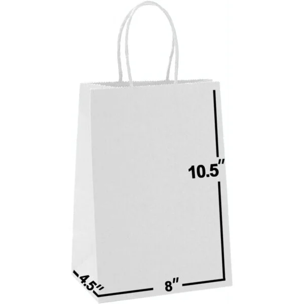 50 bolsas 8 x 4.5 x 10.5 bolsas de regalo de papel kraft