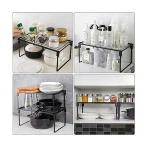 Paquete de 2 estantes apilables de almacenamiento de