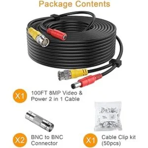 Cables de 20 AWG WildHD 100 pies 8MP4K BNC cable todo