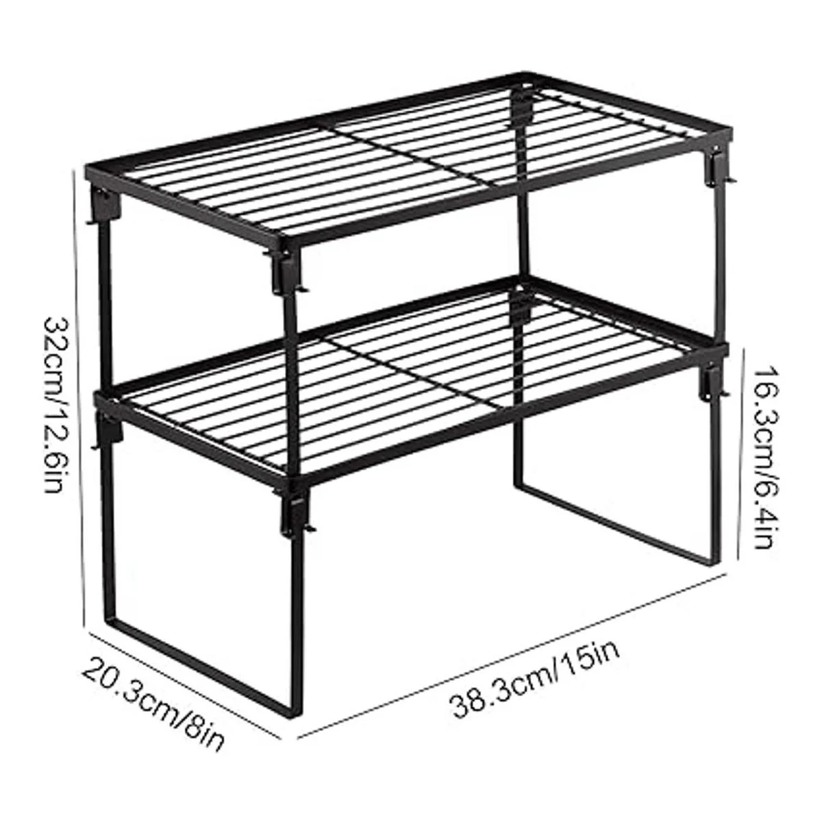 Paquete de 2 estantes apilables de almacenamiento de
