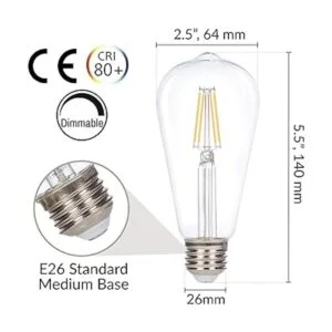 6 Pack Simba iluminación LED clásico Filamento ST21