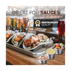 Paquete de 24 Tazas de salsa de acero inoxidable de 1.5