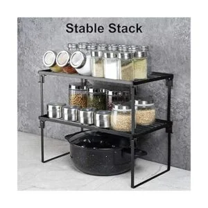 Paquete de 2 estantes apilables de almacenamiento de