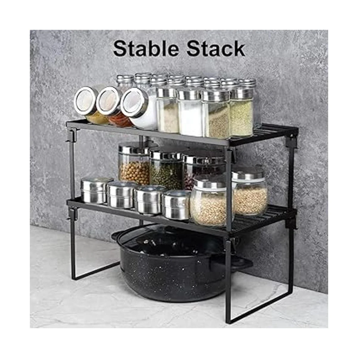 Paquete de 2 estantes apilables de almacenamiento de