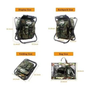 Zology Mochila plegable para silla de camping con bolsa de_3