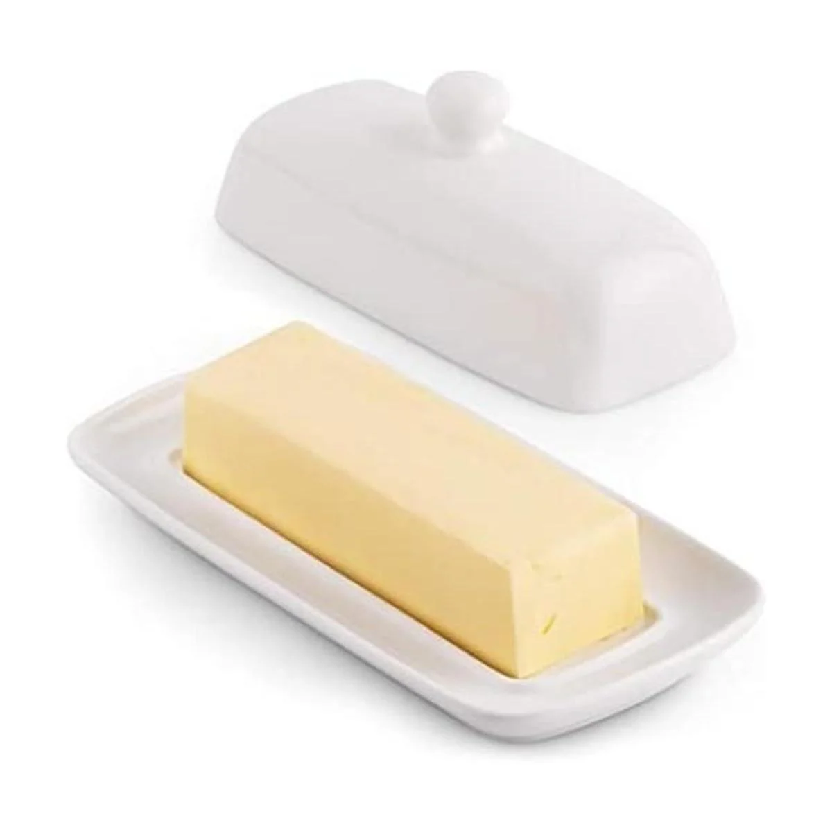Zulay Mantequilla blanca de porcelana con tapa para