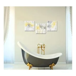 Zlove 3 piezas de decoración de pared de baño amarillo y_2
