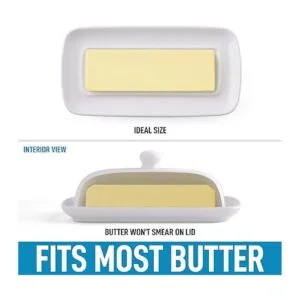 Zulay Mantequilla blanca de porcelana con tapa para
