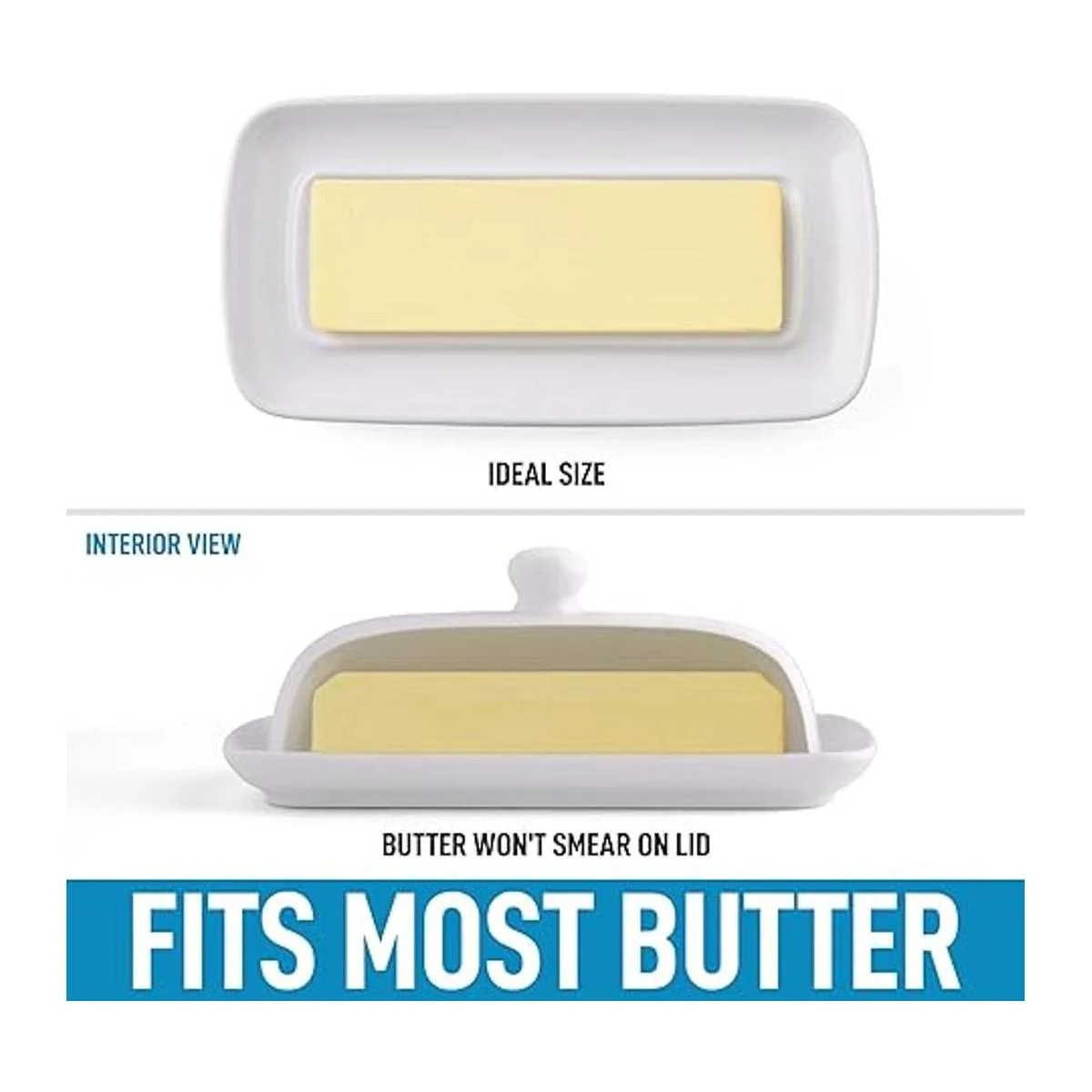 Zulay Mantequilla blanca de porcelana con tapa para