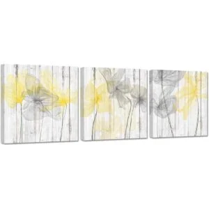 Zlove 3 piezas de decoración de pared de baño amarillo y_1