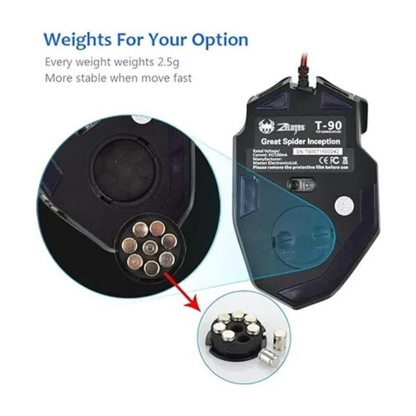 Zelotes T90 Ratón profesional de alta precisión con cable