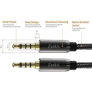 Zeskit Premium 0.138 in Jack macho a macho AUX Cable de_2