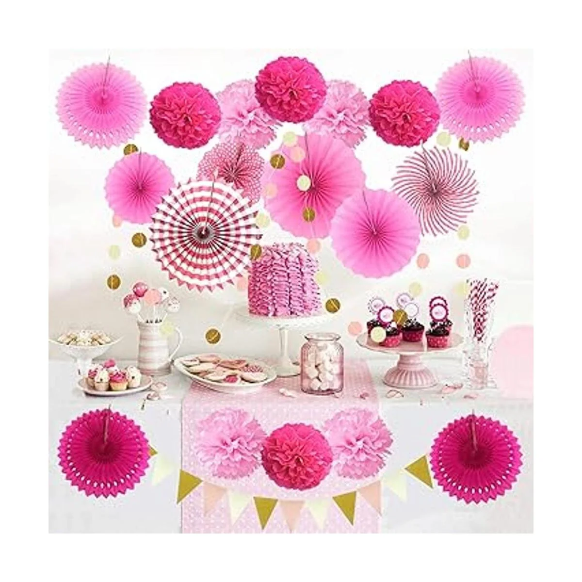 Zerodeco Decoración de fiesta 21 piezas de abanicos de_6