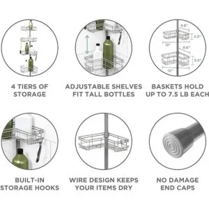 Zenna Home 2159NN Barra de tensión con estantes para_4